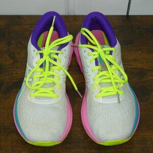 Asics Bright White, Neon Yellow, Blue & Pink Gel Excite 7 Women's Running Shoes